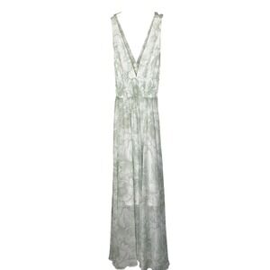 Baltic Born White Floral Sienna Maxi Dress V-Neck Sleeveless Smocked Waist Large